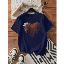 Unisex Pamuklu Eriyen Kalpler Baskılı Tasarım T-Shirt