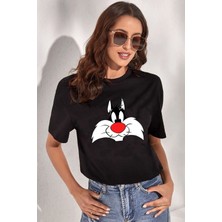 Unisex Sylvester Baskılı Tasarım T-Shirt