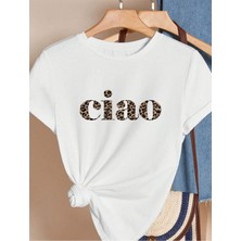 Unisex Pamuklu Ciao Ön Baskılı Tasarım Tshirt