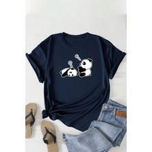 Unisex Uykucu Panda Baskılı Tasarım Tshirt