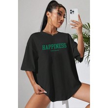 Unisex Happiness Baskılı Tasarım Tshirt