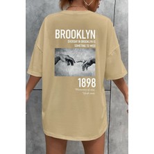 Unisex 1898 Brooklyn Baskılı Tasarım Tshirt