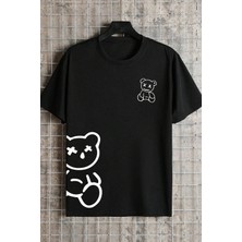 Unisex Draw Bear Baskılı Tasarım Tshirt