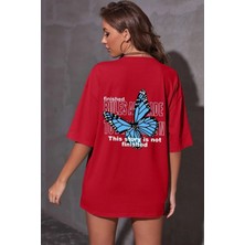 Unisex Kelebek Baskılı Tasarım Tshirt