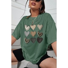 Unisex Kalp Baskılı Tasarım Tshirt