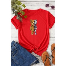 Unisex Boys Bear Baskılı Tasarım Tshirt