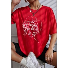 Unisex Woman One Line Baskılı Tasarım Tshirt
