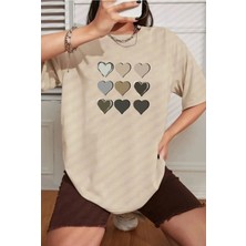 Unisex Kalp Baskılı Tasarım Tshirt
