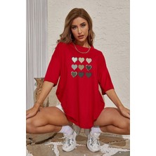 Unisex Kalp Baskılı Tasarım Tshirt