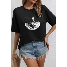 Unisex Uzay Temalı Baskılı Tasarım Tshirt