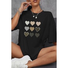 Unisex Kalp Baskılı Tasarım Tshirt