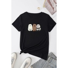 Unisex Kafadar Ayılar Tasarım Kısa Kol Tshirt