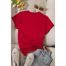 Unisex Pamuklu Ön Baskılı Papatya Kelebek Baskılı Kısa Kol T-Shirt