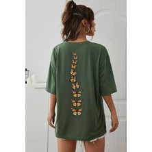 Unisex Sırt Kral Kelebek Baskılı Tasarım Tshirt