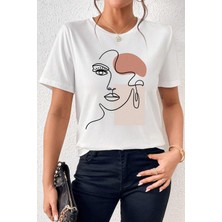 Unisex Make Up Siluet Baskılı Tasarım Tshirt