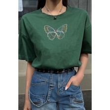 Unisex Butterfly Baskılı Tasarım T-Shirt