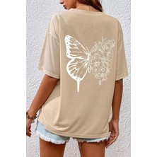 Unisex Drawing Butterflies Baskılı Tasarım T-Shirt