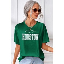Unisex Houston Baskılı Tasarım T-Shirt