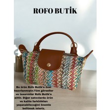 Rofo Butik Mini Champ Model Hasır El ve Omuz Çantası