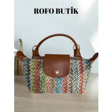 Rofo Butik Mini Champ Model Hasır El ve Omuz Çantası