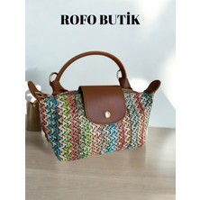 Rofo Butik Mini Champ Model Hasır El ve Omuz Çantası