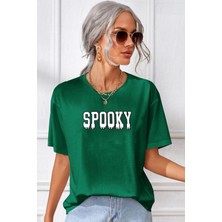 Unisex Spooky Baskılı Tasarım T-Shirt