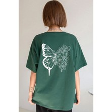 Unisex Drawing Butterflies Baskılı Tasarım T-Shirt