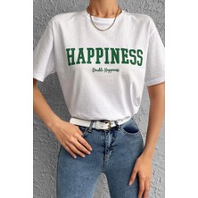Unisex Happiness Baskılı Tasarım Tshirt