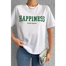 Unisex Happiness Baskılı Tasarım Tshirt