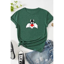 Unisex Sylvester Baskılı Tasarım T-Shirt