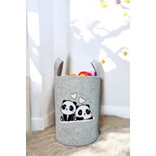 Unisex Tatlı Pandalar Bebek Çocuk Odası Düzenleyici Saklama Kutusu Oyuncak Kirli Sepeti 40X35 cm