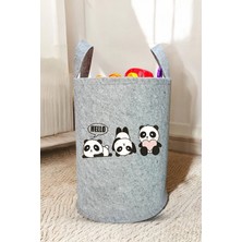 Unisex Panda Hello Bebek Çocuk Odası Düzenleyici Saklama Kutusu Oyuncak Kirli Sepeti 50X40 cm