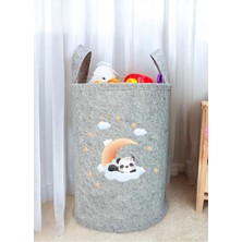 Unisex Uykucu Panda Desenli Bebek Çocuk Odası Düzenleyici Saklama Kutusu Oyuncak Kirli Sepeti 50X40