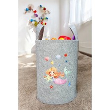 Deniz Kızı Desenli Bebek Çocuk Odası Düzenleyici Saklama Kutusu Oyuncak Kirli Sepeti 40X35 cm