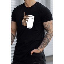 Unisex Tupac Coffee Baskılı Kısa Kol T-Shirt