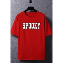 Unisex Spooky Baskılı Kısa Kol T-Shirt