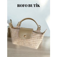 Rofo Butik Mini Champ Model Hasır El ve Omuz Çantası