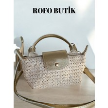 Rofo Butik Mini Champ Model Hasır El ve Omuz Çantası