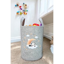 Unisex Uykucu Panda Desenli Bebek Çocuk Odası Düzenleyici Saklama Kutusu Oyuncak Kirli Sepeti 50X40