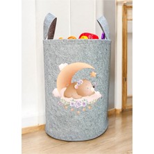 Unisex Çiçek Ayı Desenli Bebek Çocuk Odası Düzenleyici Saklama Kutusu Oyuncak Kirli Sepeti 50X40 cm
