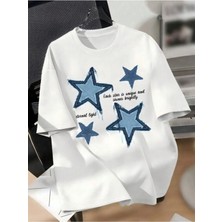 Unisex Pamuklu Eternal Light Ön Baskı Tasarım Kısa Kol Tshirt