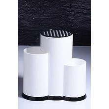 Porselen Diyarı Tezgah Üstü Bıçaklık Kepçelik ve Kaşıklık Düzenleyici Organizer Beyaz 30 x 34