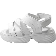 Onlo Ayakkabı B.053 Hakiki Deri Beyaz Cırtlı Anatomik Kız Çocuk Sandalet