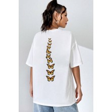 Unisex Sırt Kral Kelebek Baskılı Tasarım Tshirt