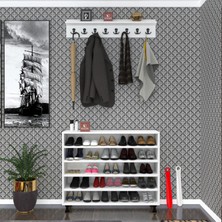 Kenzlife Ayakkabılık Merkub5 Byzbyz 83*100*32 Kapaklı 5 Raflı 25 Çift Ayakkabı Kapasitesi