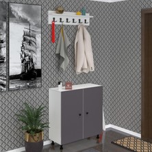 Kenzlife Portmanto Ayakkabılık ve Askılık Sandal5 Gribyz 83*120*32 Otuz Çift Ayakkabı Kapasitesi