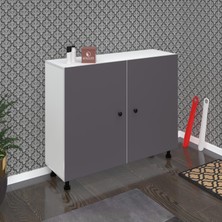 Kenzlife Ayakkabılık Merkub5 Gribyz 83*100*32 Kapaklı 5 Raflı 25 Çift Ayakkabı Kapasitesi