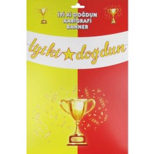 Flama Kaligrafi Yazı Iyiki Doğdun Futbol Pk:1 Sarı Kırmızı