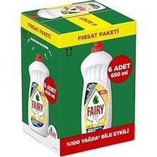 Fairy Orijinal Sıvı Bulaşık Deterjanı 3900 ml Limon Kokulu (650 ml x 6)