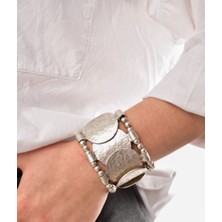 Zamak Metal ( 0 Nikel ) 925 Gümüş Kaplama Vintage Esnek Bileklik